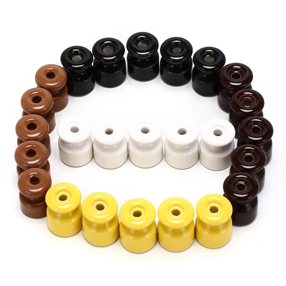 Aislador de porcelana para cableado de pared, aisladores de cerámica eléctricos de 5 colores de frecuencia, 5 unids/lote
