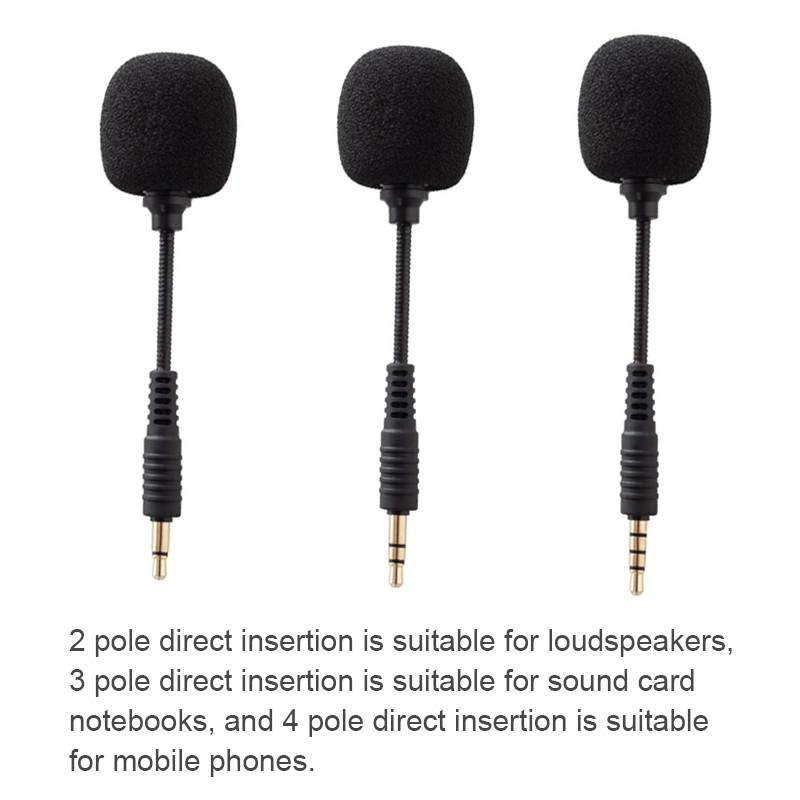 Mini micrófono de 3,5mm, 2 polos/3 polos/4 polos, micrófono Flexible para juegos, pluma para tarjeta de sonido/PC/portátil