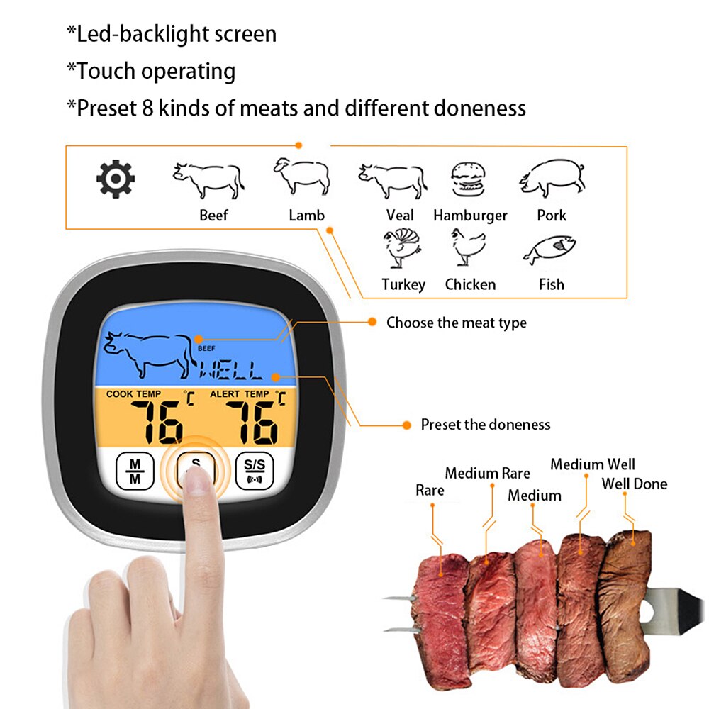 Kitchen Thermometer Kitchen Tool Food Profession Stainless Waterproof Barbecue Accessories Meat Temperature Probe