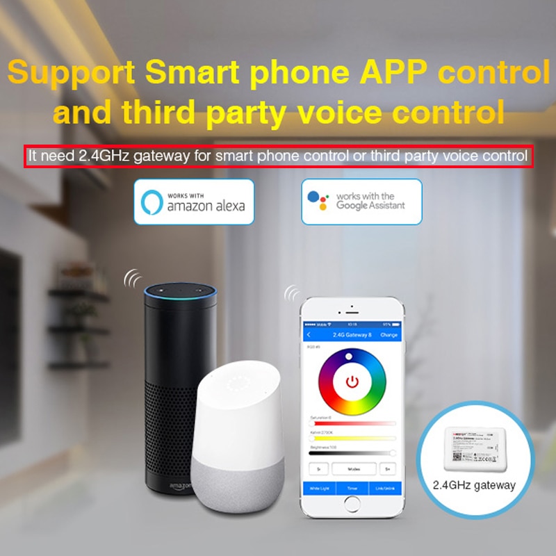 2.4GHz Single Color LED Strip Controller DC12V~24V Upgraded smart led dimmer 12A/Channel can APP/wifi Voice/remote control