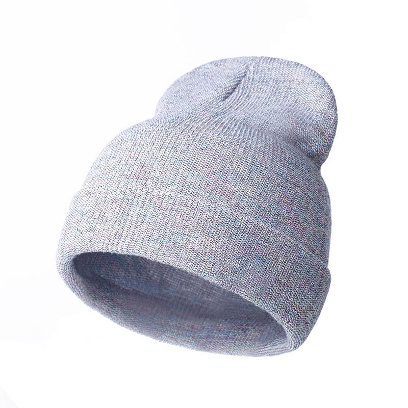 Arrivals Shiny Knit Hat Beanies Winter Cap For Women Men Headgear Hip Hop Beanie Skullies Balaclava Baggy Hedging Cap: Gray