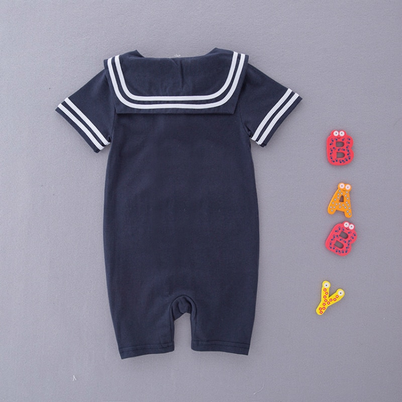 Summer Rompers For Baby Boys Sailor Suit Navy Style Comfortable Baby Clothes Kid Clothing Breathable Year Suit For Boys