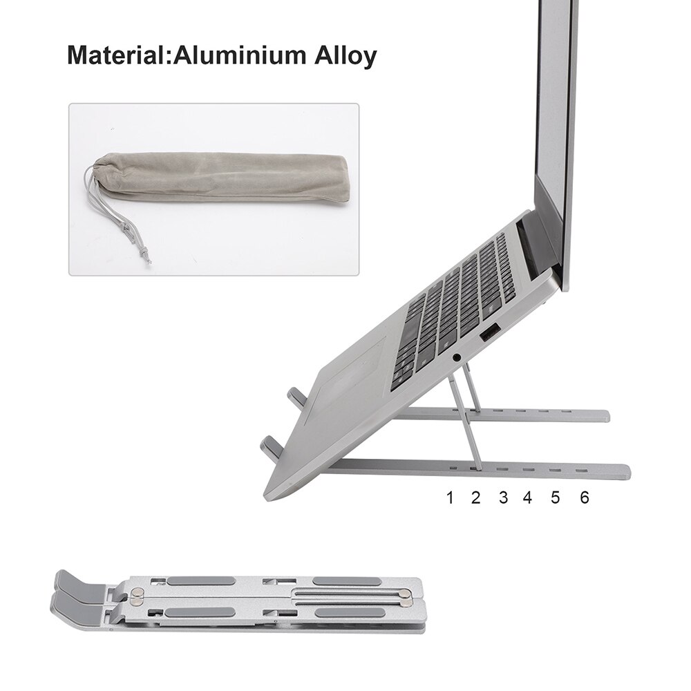 Portable Laptop Stand Foldable Notebook Support Laptop Base Computer Desk Holder Adjustable Bracket Home and Office Oragnizer: Type3 Metal Silver