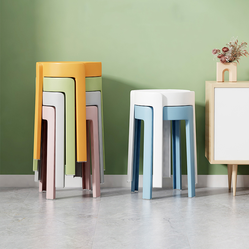 Thuis Gebruik Kan Worden Gestapeld Plastic Krukken Meubels Fortabele Kruk Ronde Kruk Mode Creatieve Hoge Nordic Eenvoudige Stoel Poef