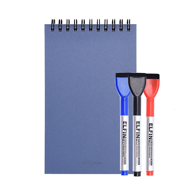 Elfinbook Erasable Reusable Smart Elfin book Memo Pad Notebook Cloud Erase Evernotes Notepad Note Pad With Pen: Marine Blue