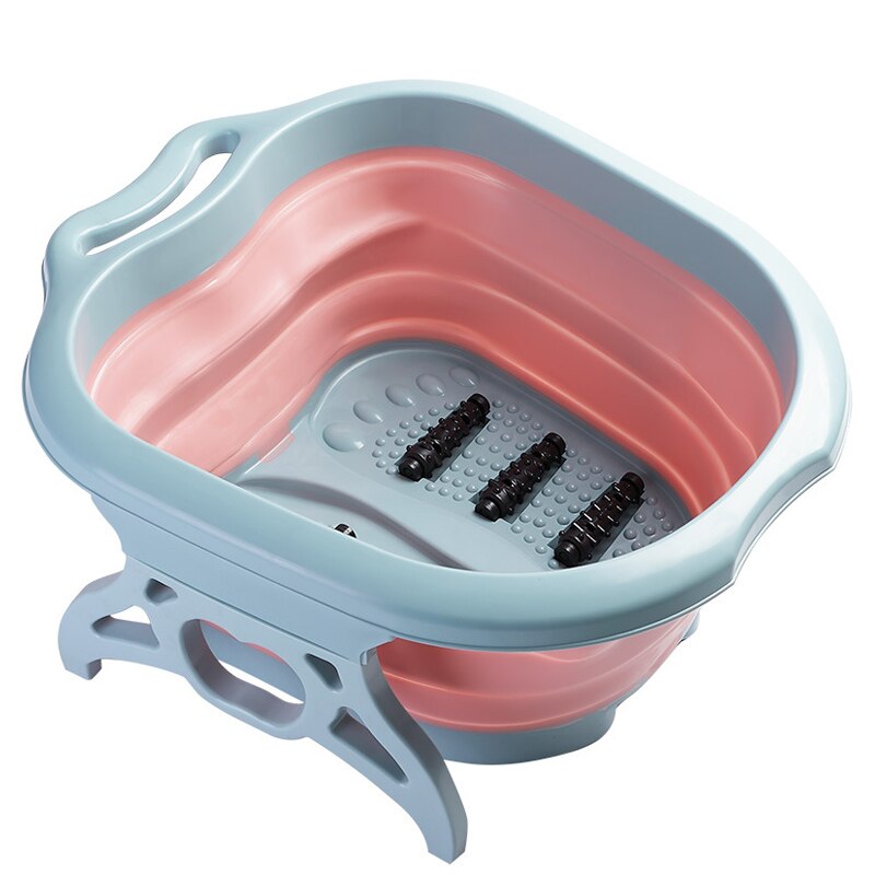 Bañeras portátiles plegables para pies, Cubo de masaje con espuma para pies, Sauna, bañera, pedicura, Plástico: Azul