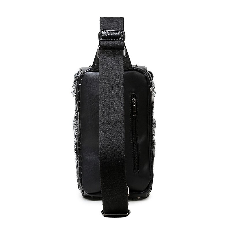 3D Emboss Rivet men chest bags PU leather male hop trend bag small shoulder bags for men traval bag