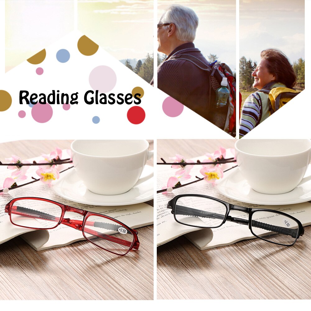 Ultralichte leesbril met metalen montuur, opvouwbare bril met etui, unisex anti-reflectie, vergrootglas voor oogzorg