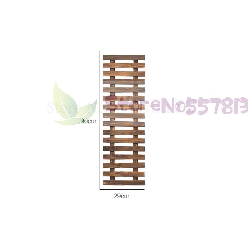 Massivt træ væg dekoration væg hængende blomster rack gårdhave væg hængende gitter klatring blomster rack udendørs forkullet antico: 90 x 29cm 2