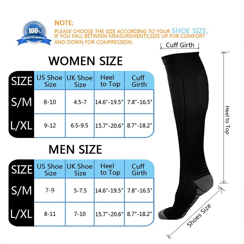 Multi-color Women Men Long Compress Socks Stretch Breathable Outdoor Party Elastic Nursing Calf Socks Female Knee High Stockings