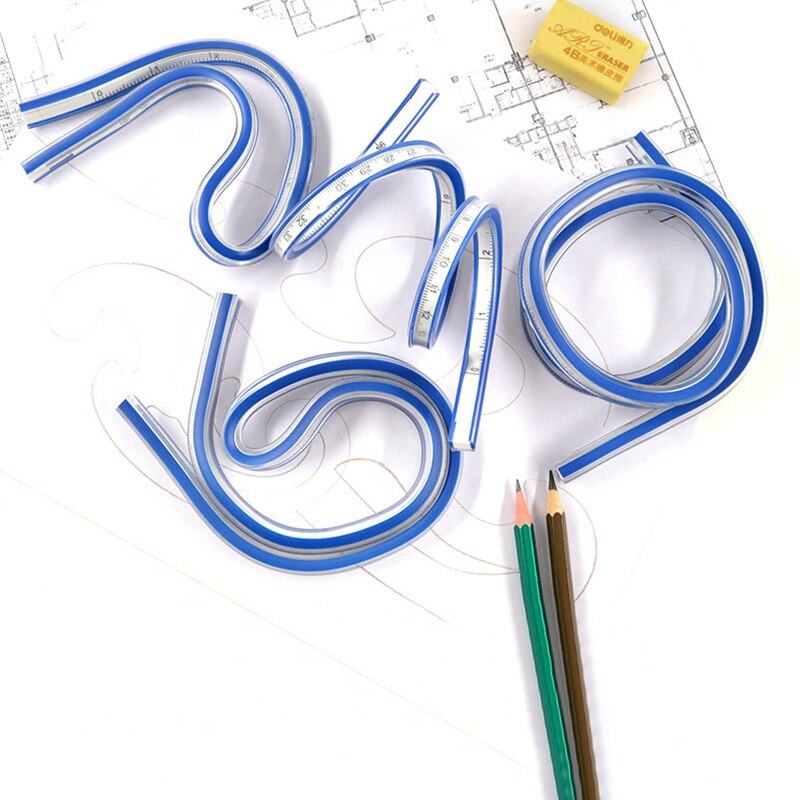 LMDZ 1Pcs Flexible Curve Ruler Drafting Drawing Tool Plastic Vinyl Patchwork Sewing French Curve Drafting Rulers 30cm 40cm 50cm