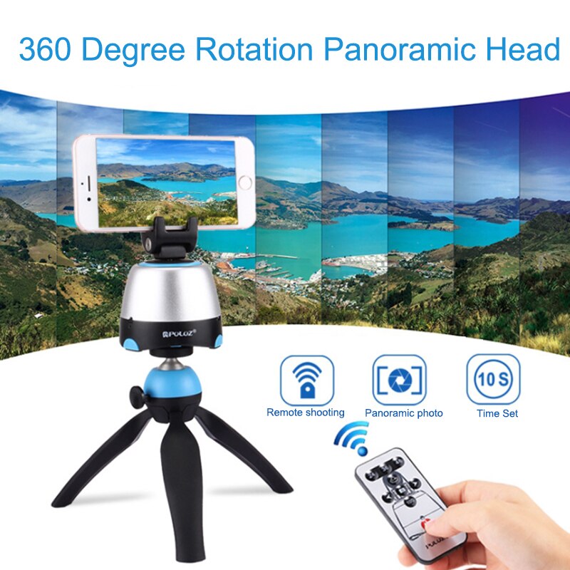 PULUZ 360 Grad Rotation Panorama Kopf Stativ Bluetooth Remote Panorama Fotografie Mit Fernbedienung Montieren Telefon Klemme