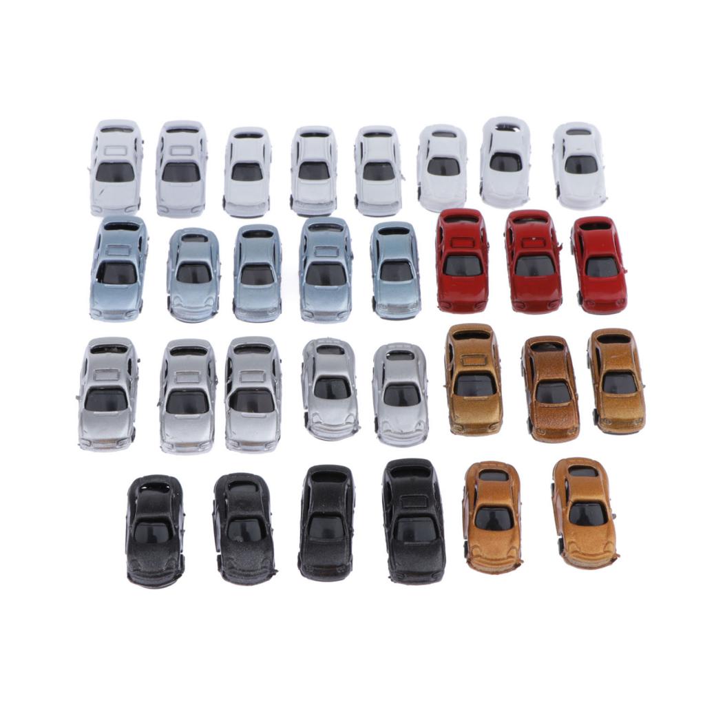 30pcs Painted Model Cars Miniature Model Car Building Train Layout Scale Z (1 to 200)