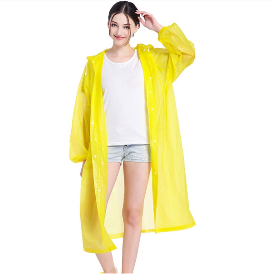 Chaqueta impermeable transparente de EVA para hombres y mujeres, impermeable, impermeable, Poncho con capucha para acampar, impermeable: Amarillo