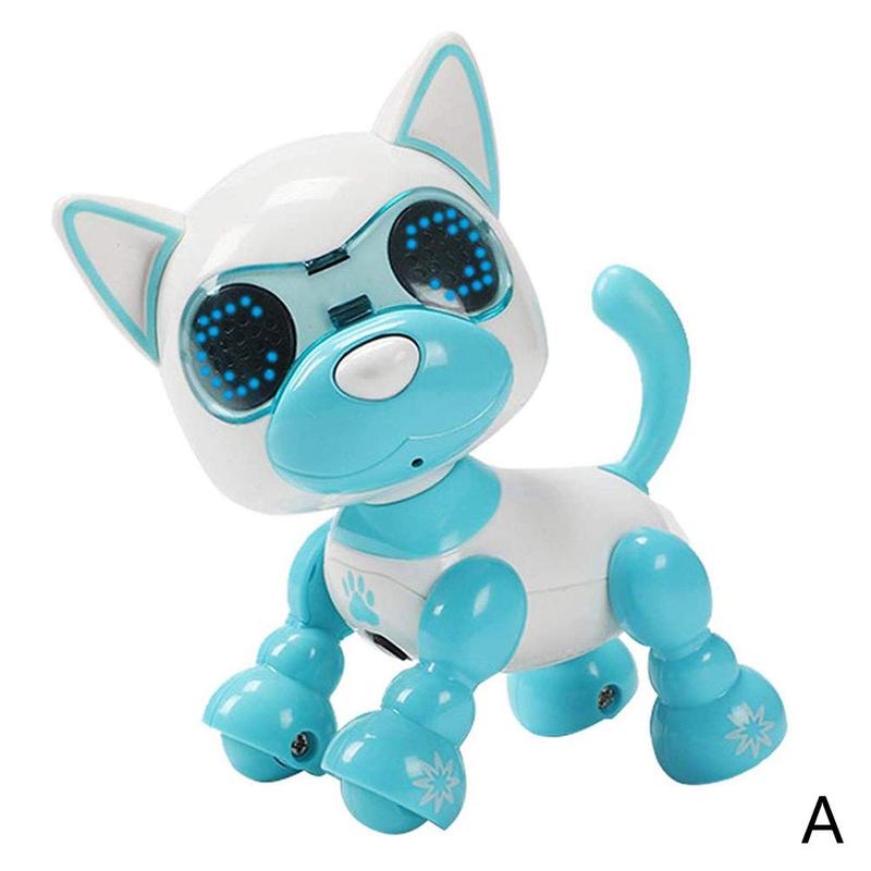 Intelligent Puzzle Pet Dog Child Robot Dog Pet Toy LED Eyes Sound Puppy Record Educational Toy Birthday for Baby: Sky Blue