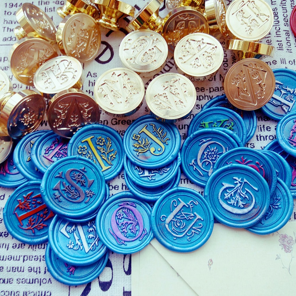 Retro 26 Letter Pattern Wax Seal Stamps Wooden Sealing Scrapbooking Stamp Ancient Seal Post Letters Craft DIY Decoration Tool