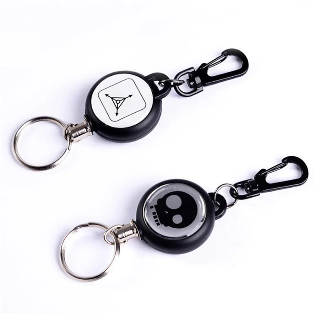 LLavero retráctil negro, llavero con insignia de identificación antipérdida con cuerda de alambre de acero elástica, accesorios para mochila, herramienta para exteriores: Gris