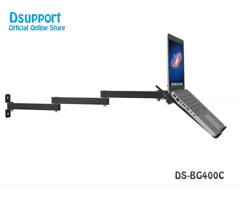 Foldable Wall Mount 17-27 inch Laptop Holder Three Arms Full Motion Laptop Cooler Retractable Notebook Hanger