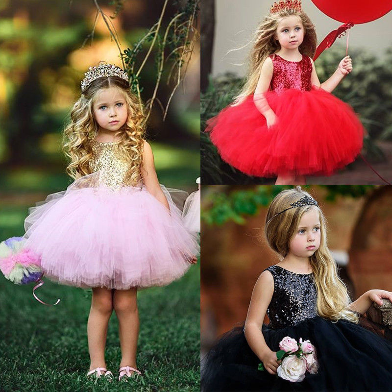 Kids Baby Jurk Voor Meisjes Fancy Trouwjurk Mouwloze Pailletten Party Verjaardag Doop Jurk Voor Meisje Jaar Jurken