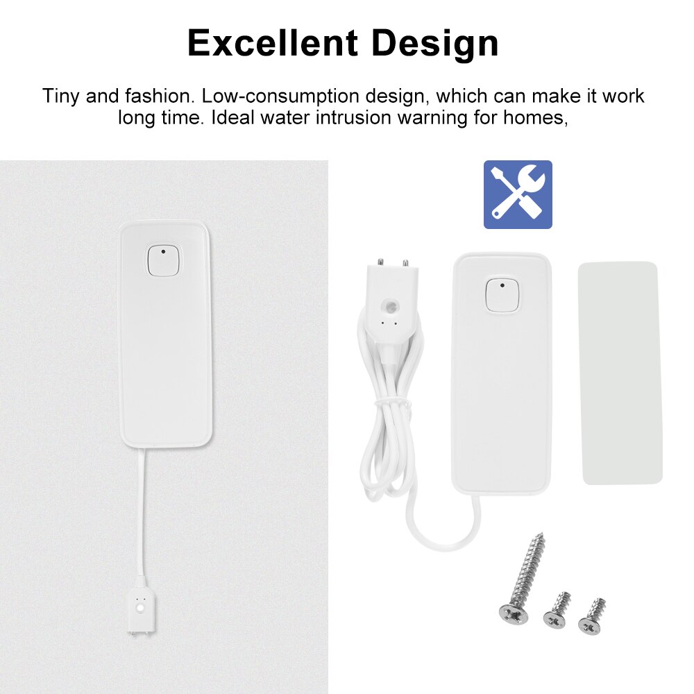 WIFI Water Leak Sensor Water Leakage Intrusion Detector Alert Water Level Overflow Alarm Tuya Smart Life App Remote Control