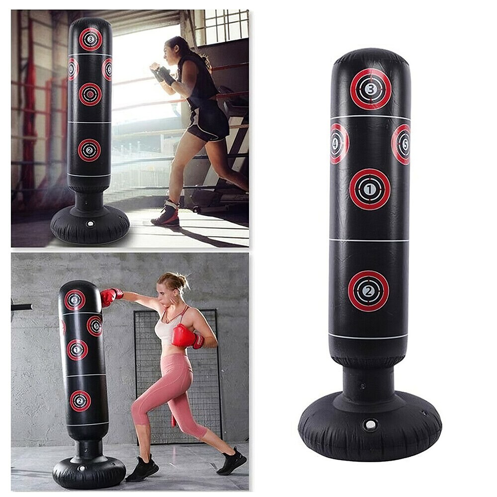 1.6M Inflatable Stress Punching Tower Bag Boxing Standing Tumbler Muay Training Pressure Relief Bounce Back Sandbag with Pump