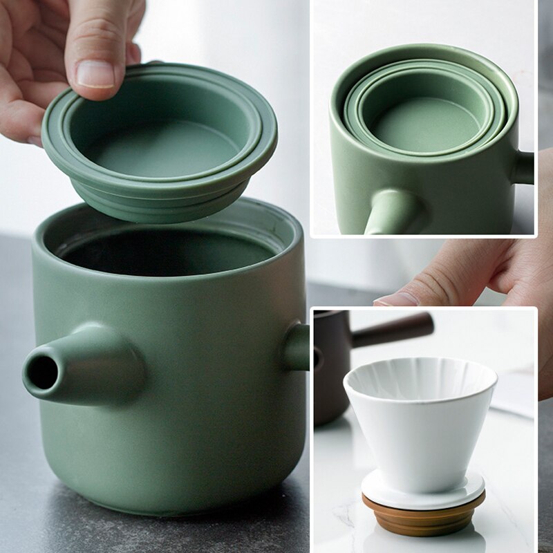 Ensemble de tasses filtre à café en céramique | Fait à la main de 450ml, ustensiles ménagers portables pour le café, accessoires de cuisine
