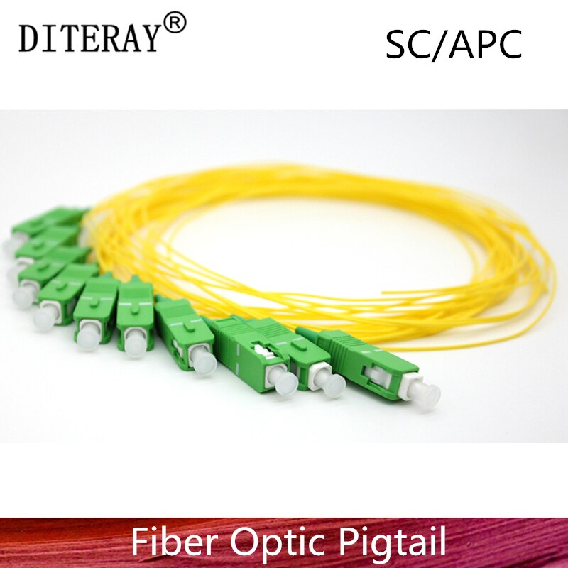 50/PCS SC/APC fiber Pigtail Simplex 9/125 Single Mode Fiber Optic Pigtail 0.9mm LSZH Yellow