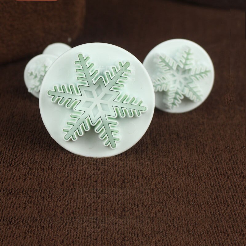 3 stuks/set kerst sneeuwvlok fondant cupcake taartdecoratie zuiger suikercraft uitsteker suiker snoep bakvorm gereedschap