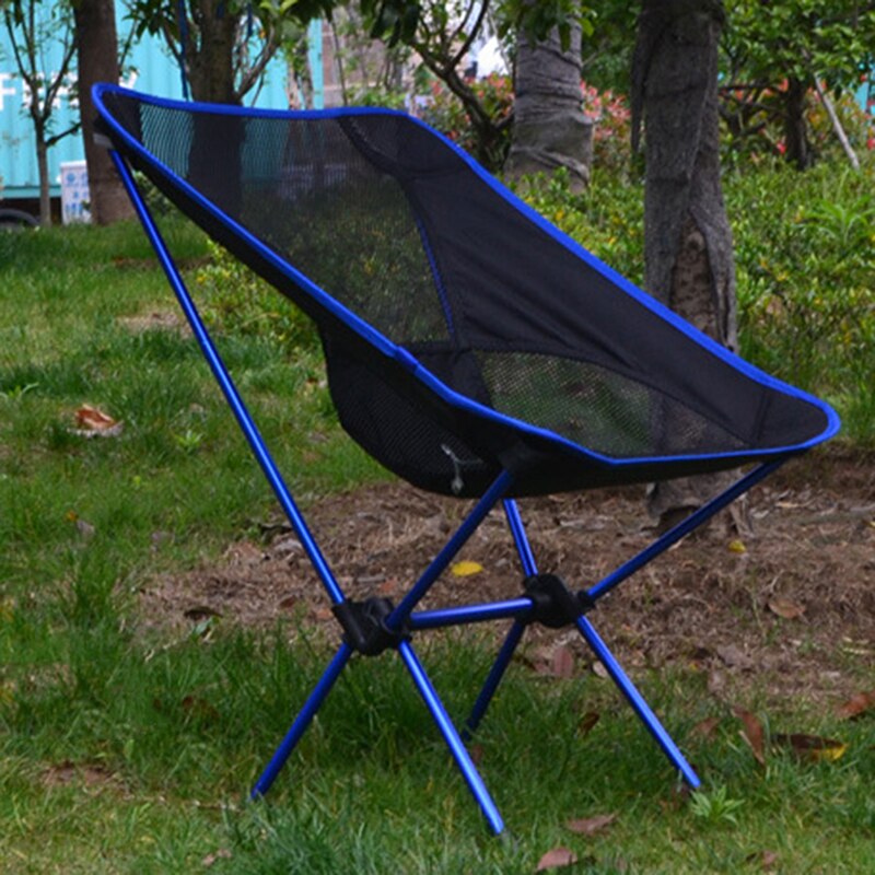Letvægts udendørs kompakt lav ryg aluminium folde campingstol sammenfoldelig picnic stol sammenfoldelig fiske strand stol: Kongeblå