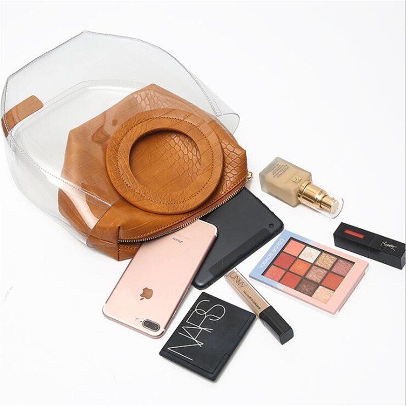 Ensemble de sacs à main pour femmes, lot de 2 pièces, emballage transparent en pvc, seau, chignon, maman, bagages, ,