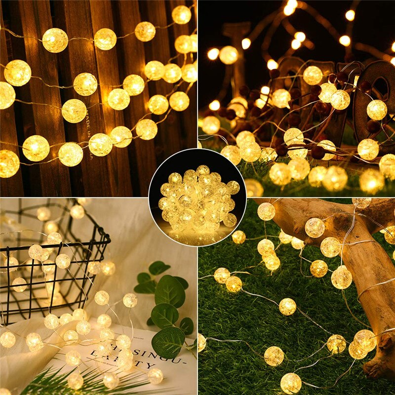 Globe led solcellelys 5m 50 led knitrende kugle udendørs , 8 modes eventyrlys varm hvid indendørs dekorativ havelampe