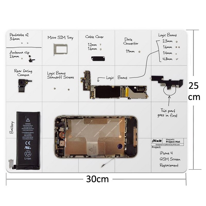 IPartsBuy magnetyczna mata projektowa z markerem robić iPhone / Samsung naprawa narzędzi, rozmiar: 30cm x 25cm