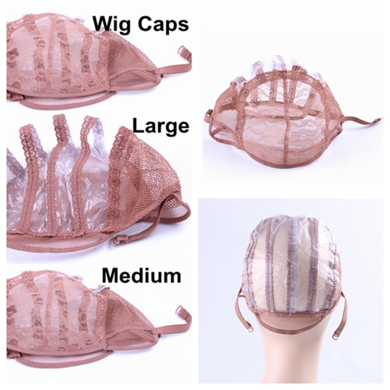 HARMONIE 10 Stuks lijmloze pruik cap voor het maken van pruiken met verstelbare riem voor weave pruik vrouwen haarnetjes cap (medium, grote)