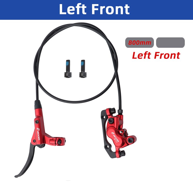 Zoom Hb876 Mtb 4 Piston Aluminium Alloy Hydraulic Oil Pressure Brake 800/1400mm Mountain Bike Brake With Resin Brake Pads: red left front