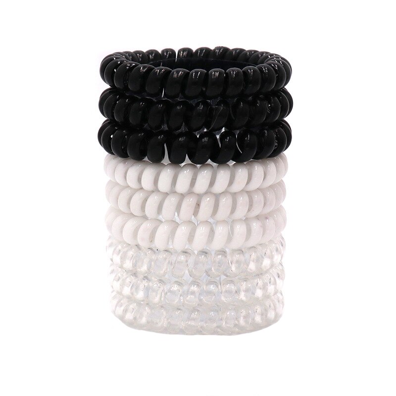 Big Grosso Plástico Elástico Cabelos para Mulheres, Multi Cores, Fio de Telefone, Bandas De Borracha, Stretchy Ponytail, Personalidade Presente, 9Pcs: Turquesa
