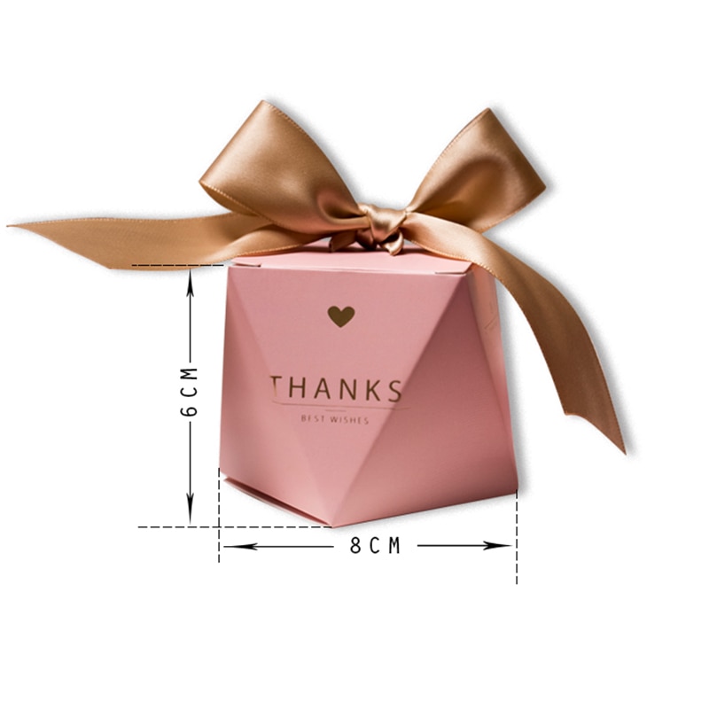 Nuevas y creativas Cajas de caramelos rosas para bodas, caja de suministros para , cajas de papel de chocolates para Baby Shower, paquete "gracias"