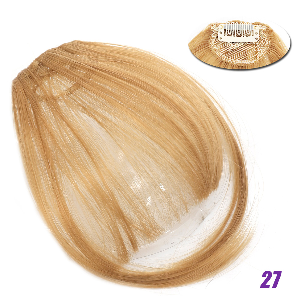 Flequillo romo sintético liso Natural LM, fibra de alta temperatura, marrón, flequillo completo con Clip para mujer con flecos de pelo de 6 pulgadas: #17