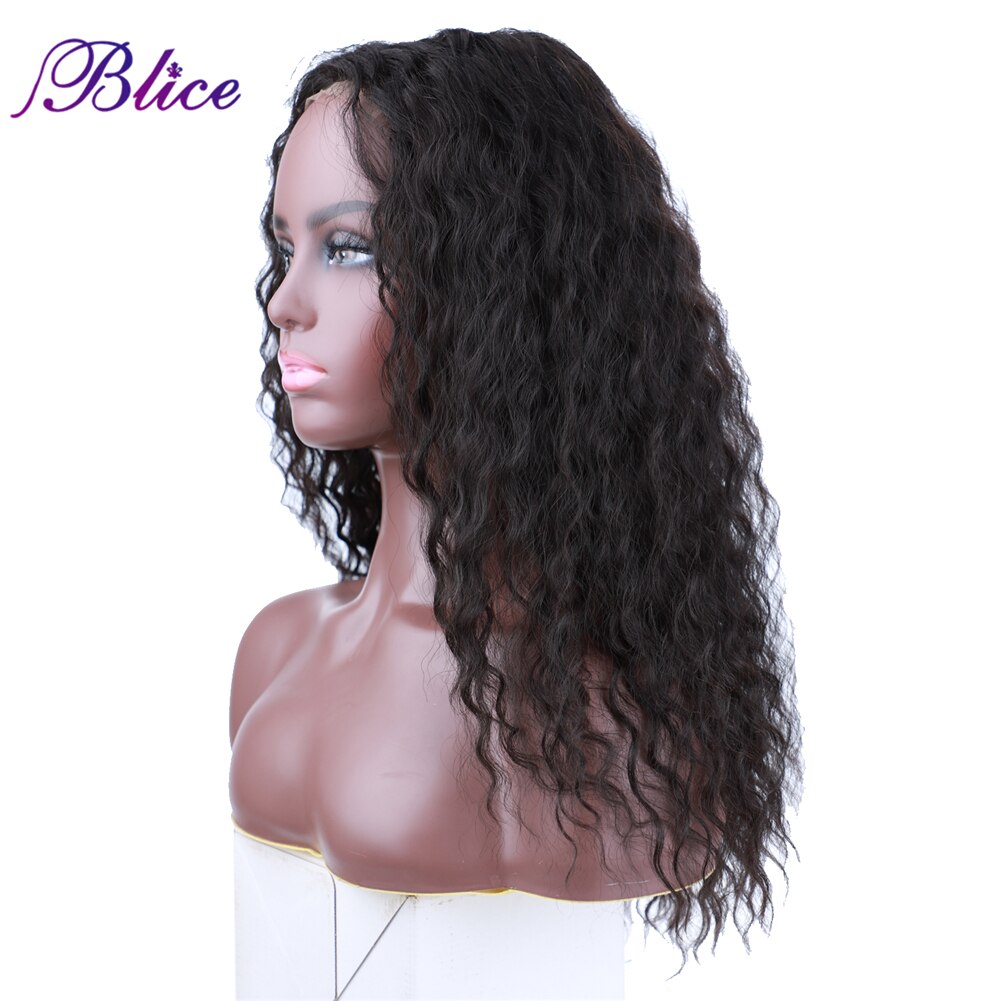 Blice syntetisk blonde lukning paryk deep wave langt hår extensions blandet hår parykker naturlig stil 18 tommer til kvinder