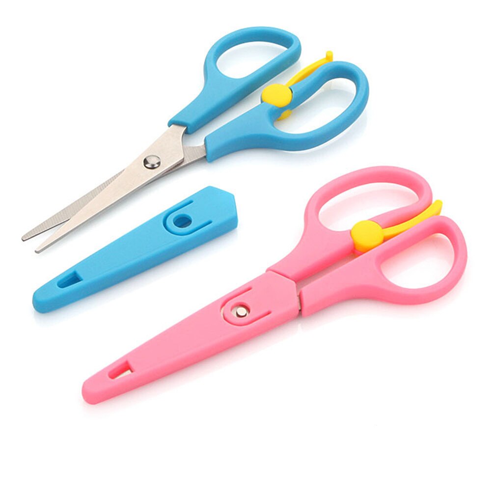 Scissors Stainless Steel Children's Scissors Stationery Elastic Safety Scissors Plastic Infant Round Head Hand Scissors
