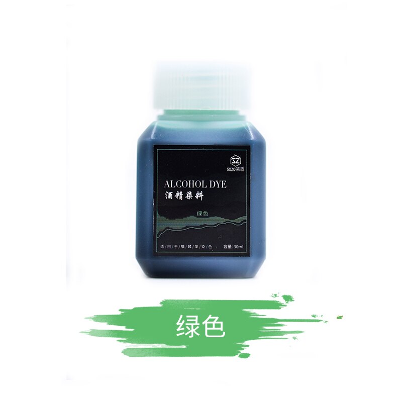 Colorants à l&#39;alcool pour cuir, bricolage manuel, outils de sculpture du cuir, tannage végétal, taches de cuir sans odeur 30ml: green