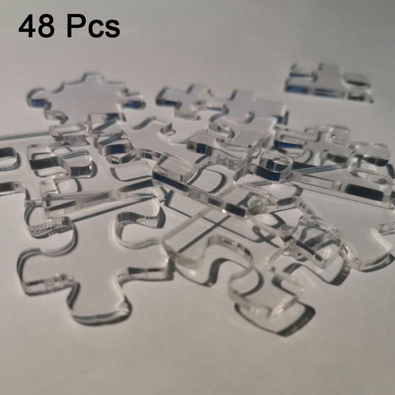 Puzle de cristal transparente para adultos, rompecabezas de acrílico, juguetes geométricos para chico: 48pcs 15cm x12cm