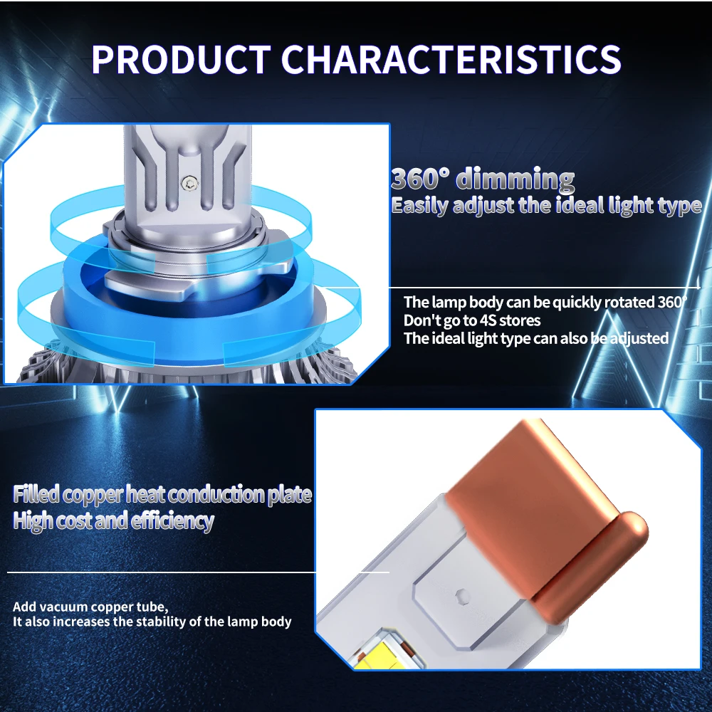Ampoules LED Canbus pour voiture, lampes de sauna, H1, H4, H7, H8, H9, H11, H3, 9012, H13, 9008, 9004, 9007, 48000LM, 120W, HB3, 9005, HB4, 9006, feux C10, 2 pièces
