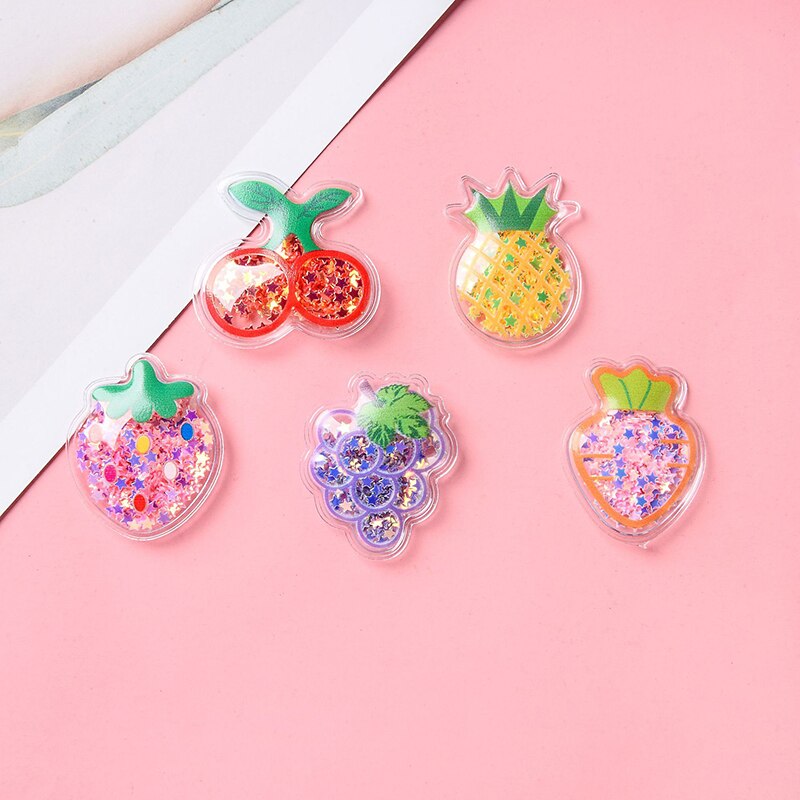 20Pcs Lucency PVC Fruit Quicksand Sequins Scrapbook Patch DIY Craft Supplies Sewing Girls Handmade Hair Tie Hairpin Accessories