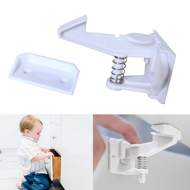 2Pcs/Set Baby Safety Spring Locks Child Safety Drawer Cabinet Invisible Lock No Punch Kids Child Lock Newborn Baby Proof Stuff