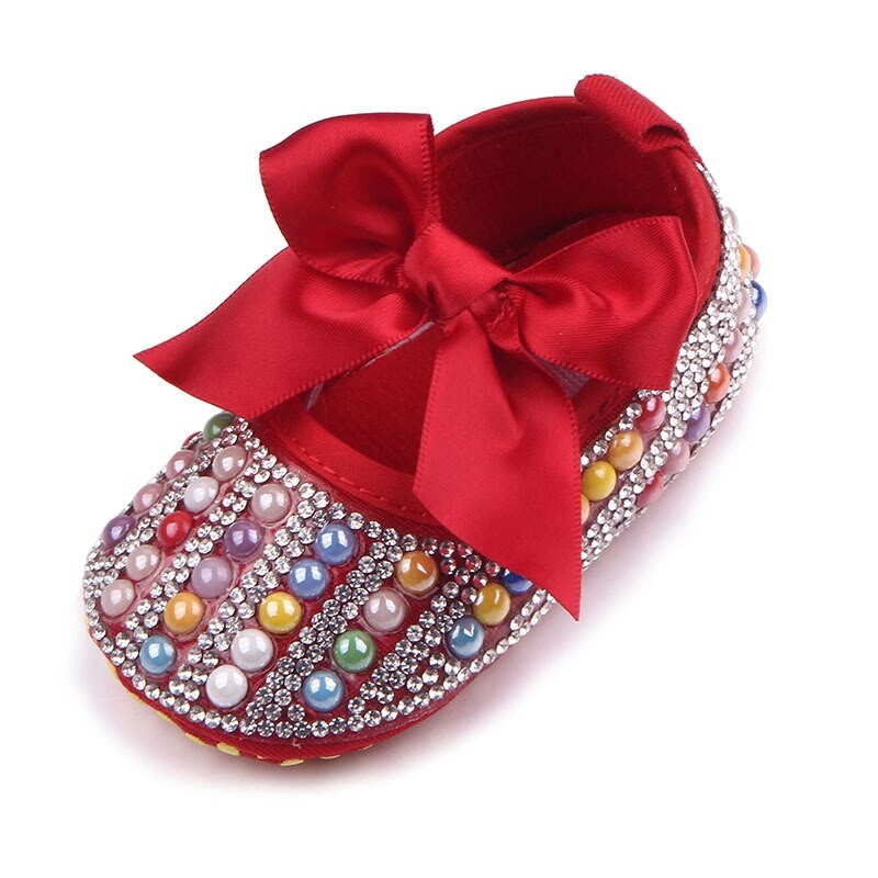 Luxe Bling Bling Meisje Eerste Wandelaars Mode Strass baby schoenen prinses Babyschoenen bling Zachte Tong Meisjes: Red / 11
