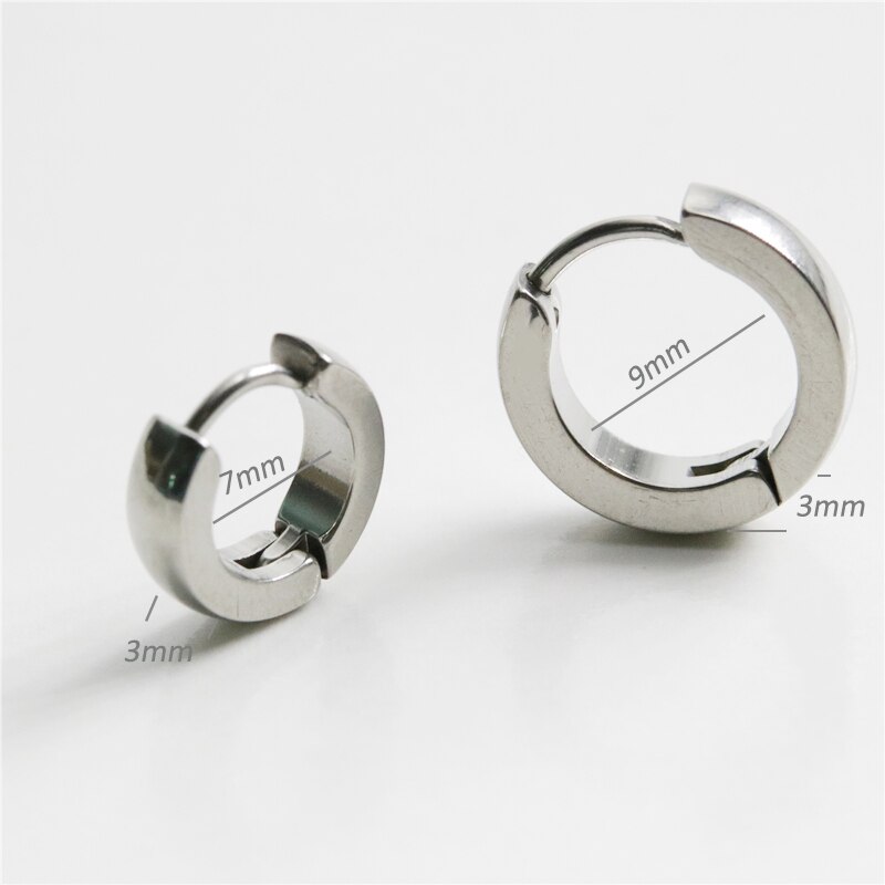 UVW084 2pc 3*7mm Hoop Earrings Surgical Steel Round Helix Piercing Earring Silver Color Female Mujer Moda Accessories