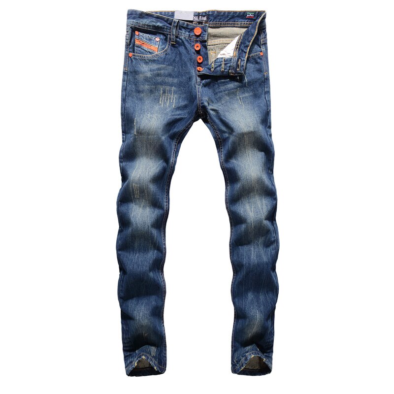 Men Jeans Brand Ripped Jeans For Men Patchwork Pants Straight Slim Fit Distressed Hole Jeans Men: 40