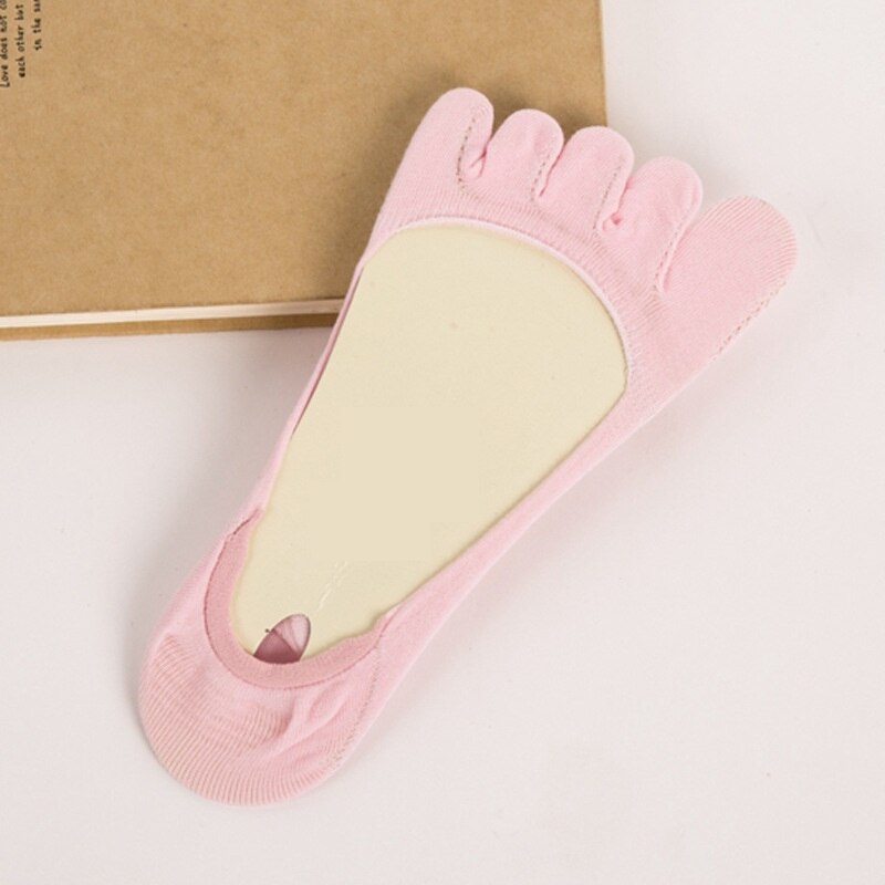 [Cosplacool] 1 Paar Zomer Mode Vrouwen Snoep Kleur Vijf Vinger Tenen Sok Onzichtbare Antislip Enkel Katoen blend Sokken Meias: 4