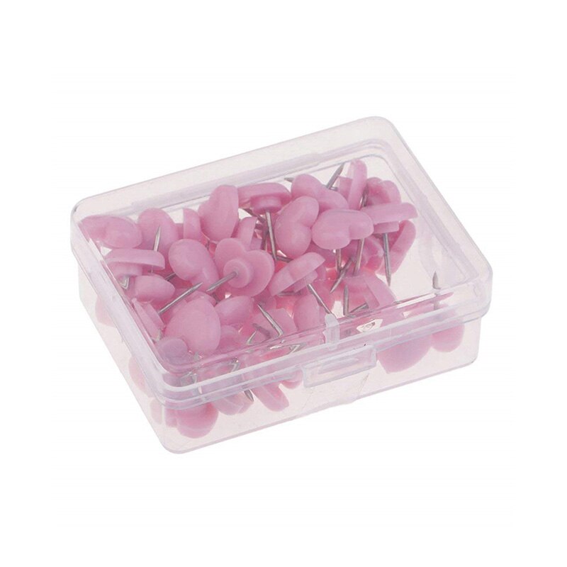50 Stks/doos 2022 Hartvormige Plastic Punaise Gekleurde Push Pins Punaises Kantoorbenodigdheden Diy Push Pin Decor