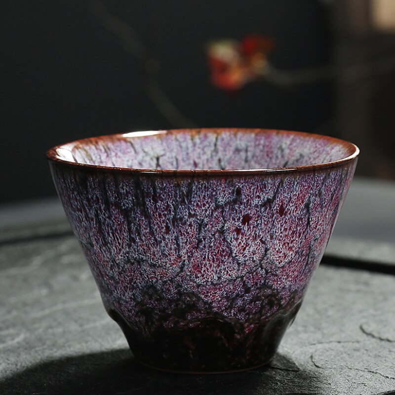 120Ml Chinese Retro Handgemaakte Willekeurige Textuur Kleur Glazuur Hoge Temperatuur Firing Keramische Theekopje Porselein Thee Cups Thuis Art Set: A